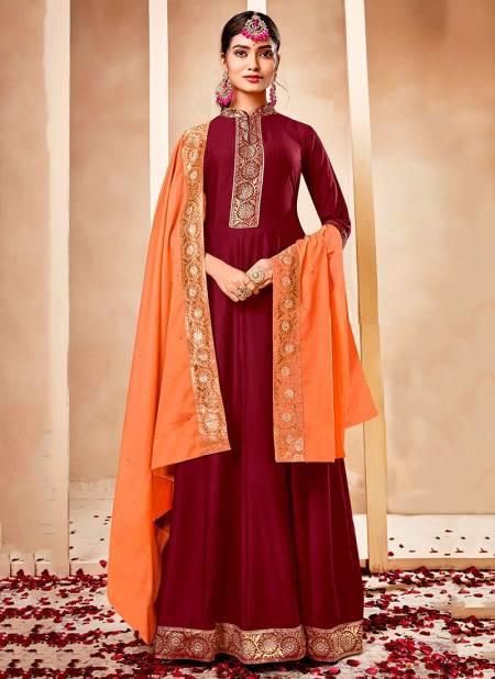 Maroon Colour Suhani Designer Wholesale Anarakali Salwar Suit Catalog 1006
