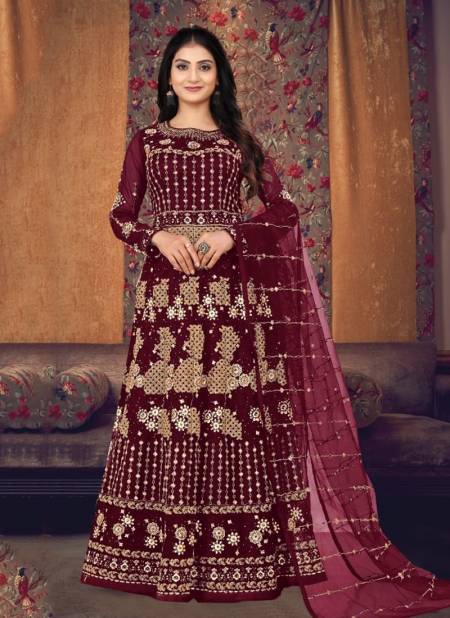 Maroon Colour Swagat 628 Colours Gown Catalog 628 B