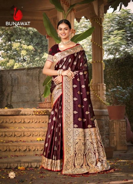 Maroon Colour Taramani (Satan) By Bunawat Satin Silk Sarees Wholesale Shop In Surat 1002