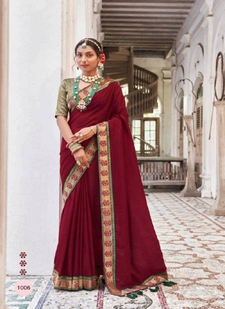 Maroon Colour Triya By Right Women Wedding Sarees Catalog 1006