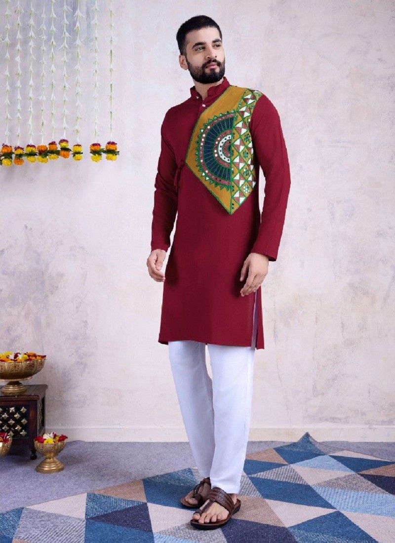 Maroon Colour Vastra Vol 6 By Shubhvastra Rayon Navratri Kurta Wholesalers In India 6064