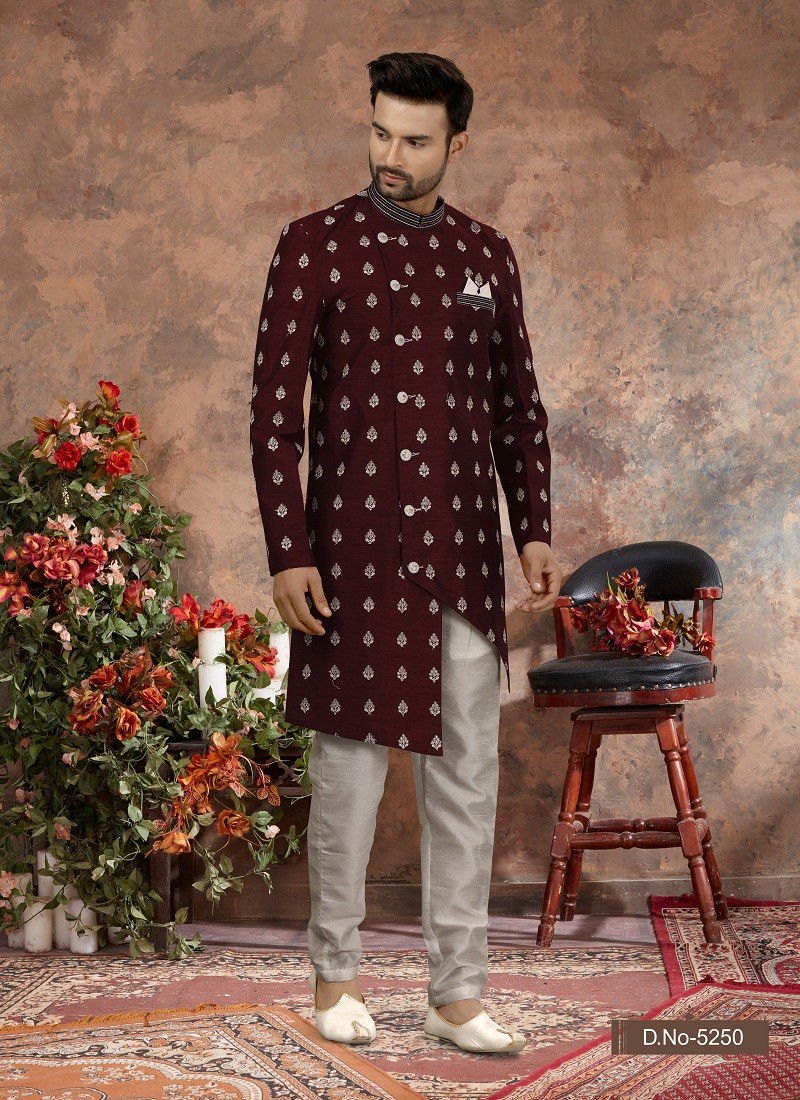 Maroon Colour Vol 11 Party Wear Mens Indo Western Wholesale In India 5250