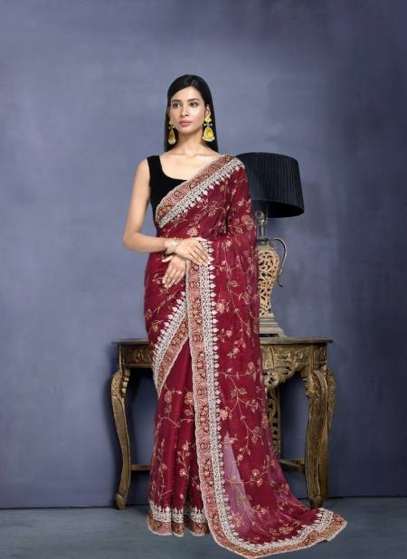 Maroon Colour kaavyani Vol 4 By Mahotsav Designer Party Wear Saree In India Exporters In India N8224 D