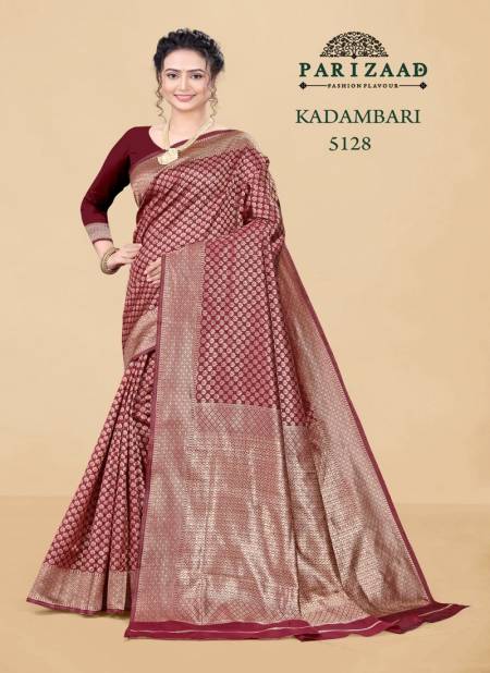 Maroon Colour kadambari By Parizaad Silk Designer Saree Wholesalers In Delhi 5128