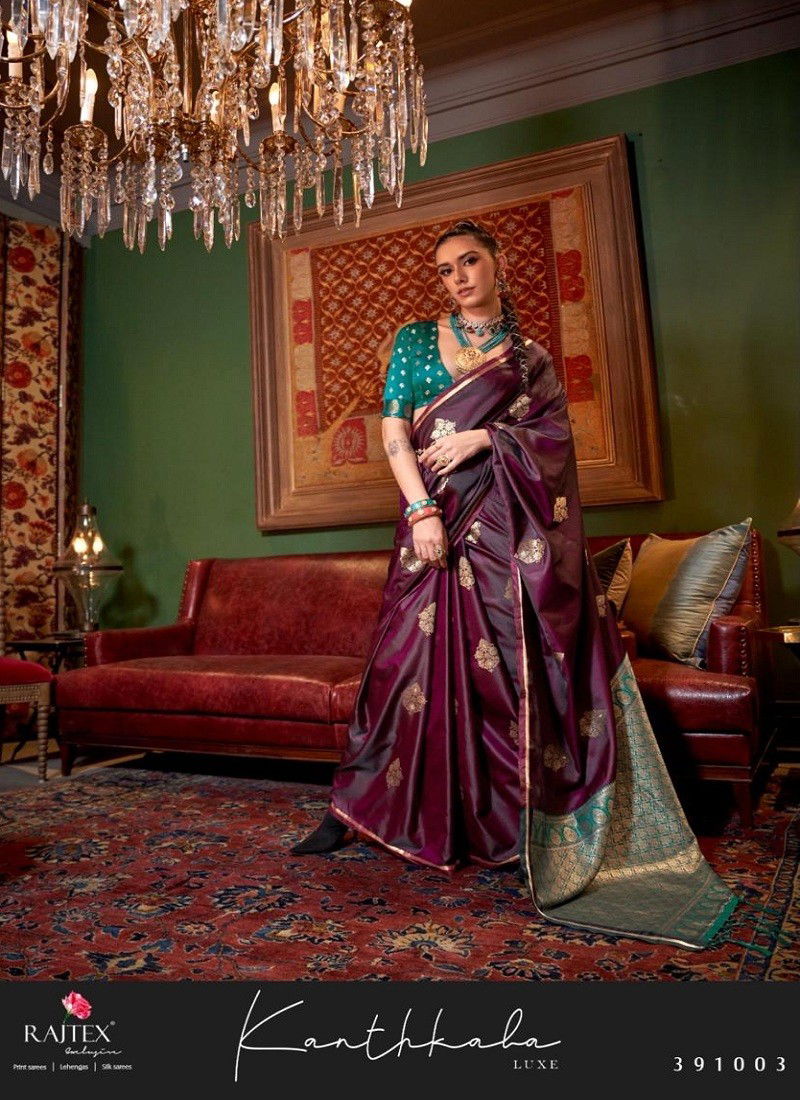 Maroon Colour kanthkala Luxe By Rajtex Two Tone Satin Saree Wholesalers In Delhi 391003