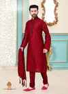 Maroon Dupion Silk Readymade Mens Kurta Payjama 1805