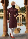Maroon Jacquard Kurta 12914