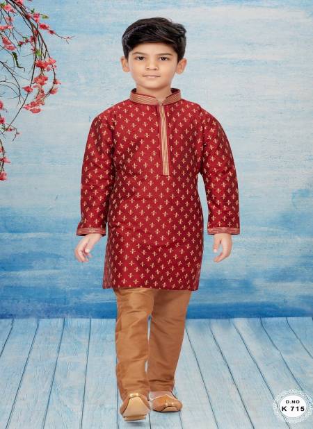 Maroon Kids Kurta Pajama And Indo Western Catalog K 715