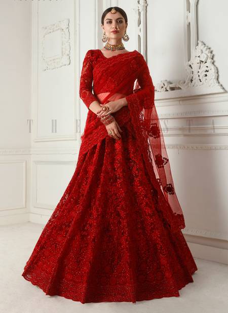 Maroon Alizeh Bridal Wear Soft Net with Silk Satin Designer Heavy Wedding Lehenga Choli 1003 Catalog