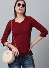 Maroon Raisin Women's Casual Polyester Regular Top Western Catalog OLTOP0008