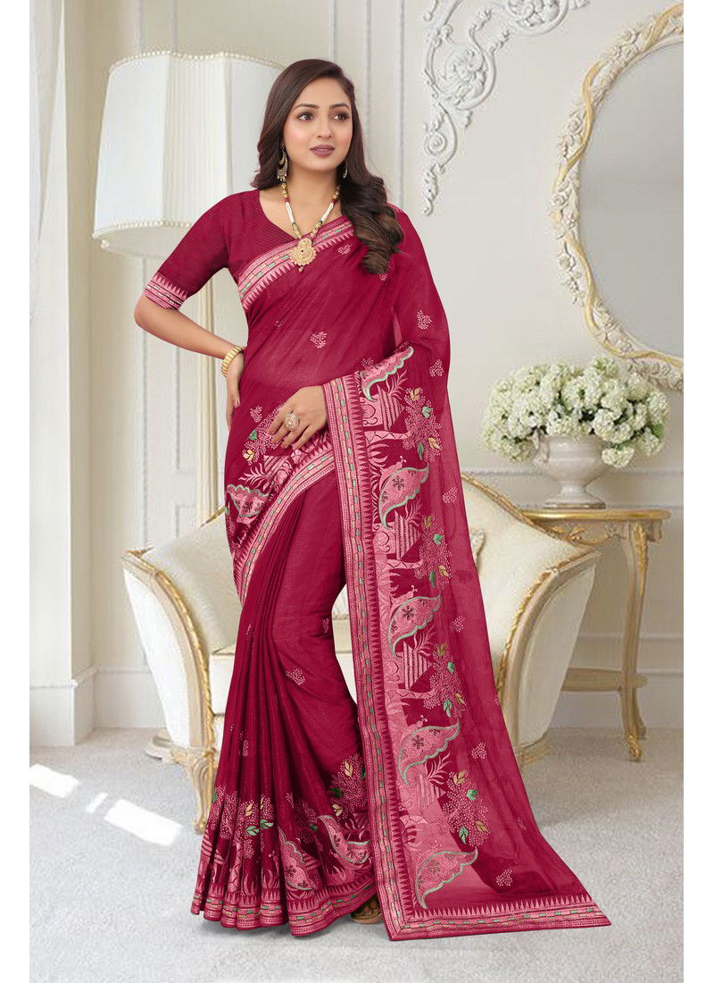 Maroon Sangrita By Nari Fashion Party Wear Saree Catalog 7097