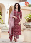 Maroon Subhash Blossom Cotton Designer Party Wear and Function Wear Kurtiy with Bottom and Dupatta 2834