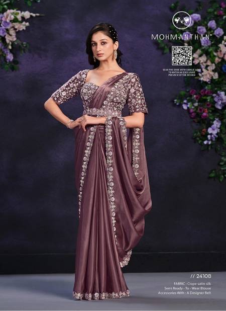 Mauve Colour Mohmanthan 24100 Series Riona By Mahotsav Readymade Designer Saree Suppliers in India 24108