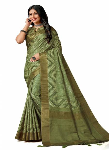 Mehendi Amuska Silk Printed Designer Saree Catalog 7507