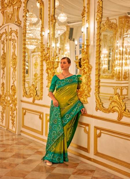Mehendi And Firozi Colour Neytiri By Rajpath Occasion Wear Banarasi Silk Weaving Saree Suppliers in India 440002
