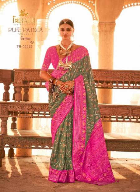 Mehendi And Rani Colour Pure Patola Vol 2 By Trirath Silk Saree Catalog 10023