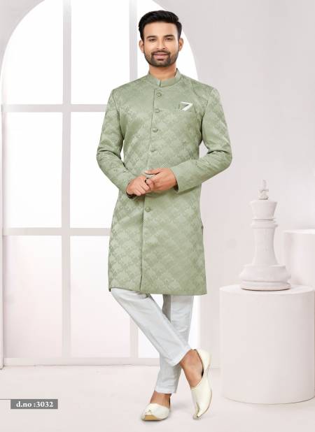 Mehendi C Green Colour Party wear Exclusive Indo Western Mens wear Catalog 3032