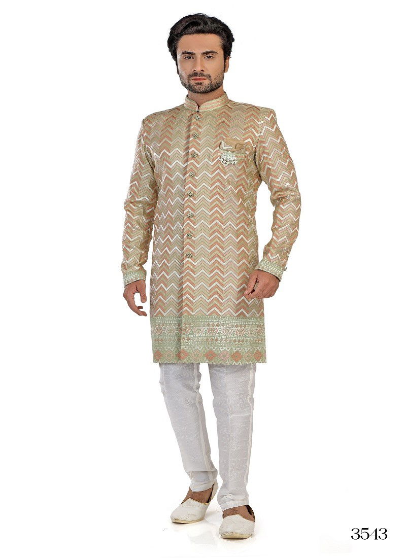 Mehendi Colour 1646 3 Occasion Wear Mens Indo Western Exporters In India 3543