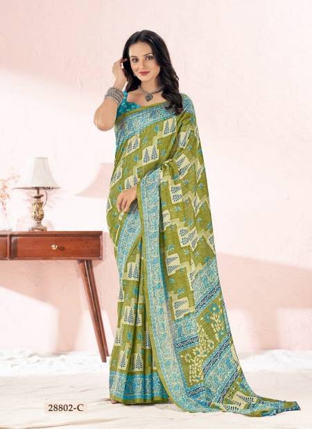 Mehendi Colour Aadhya Vol 1 By Ruchi Tussar Silk Designer Saree Catalog 28802 C