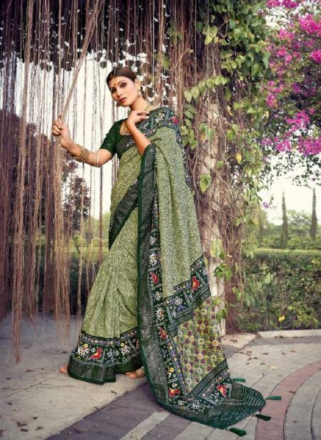 Mehendi Colour Aamira By Mahamani Creation Tussar Dola Silk Designer Saree Catalog 3001