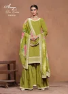 Mehendi Colour Aanaya Vol 197 By Twisha Roman Silk Sharara Suit Wholesale Price In Surat 9703