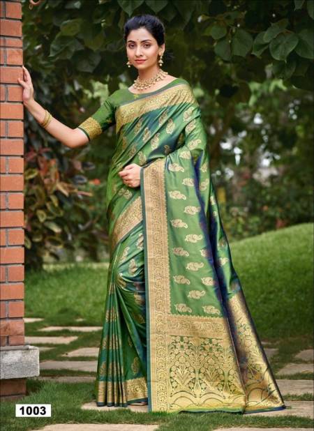 Mehendi Colour Adishree Silk By Bunawat Wedding Wear Wholesale Saree Suppliers In Mumbai 1003