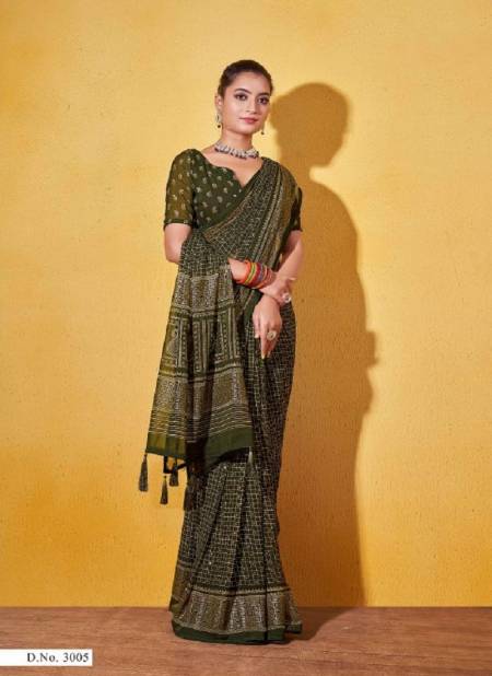 Mehendi Colour Ankita Vol 3 By Mahamani Creation Georgette Designer Saree Catalog 3005 Catalog
