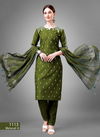 Mehendi Colour Aradhna Cotton Blend With Embroidery Kurti Bottom With Dupatta Catalog 1113 D