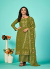 Mehendi Colour Bandhan By Radha Organza With Heavy Embroidery Work Designer Salwar Kameez Catalog 1094