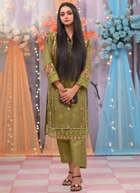 Mehendi Colour Dinsaa Suit Wedding Wear Wholesale Pakistani Salwar Suit  169 A