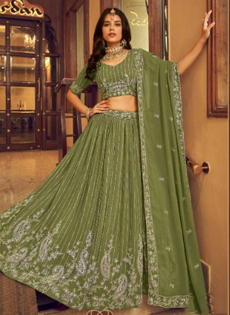 Mehendi Colour Enhance Wedding Wear Wholesale Designer Lehenga Choli 1601