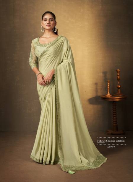 Mehendi Colour Erisha By Mahotsav Satin Silk Party Wear Saree Catalog 43207