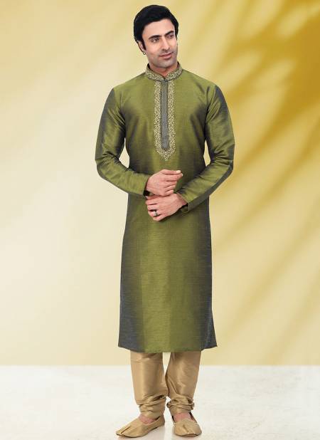 Mehendi Colour Function Wear Wholesale Kurta pajama Catalog 1656