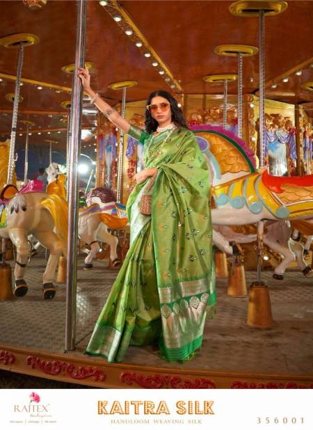 Mehendi Colour Kaitra Silk By Rajtex Silk Designer Saree Catalog 356001