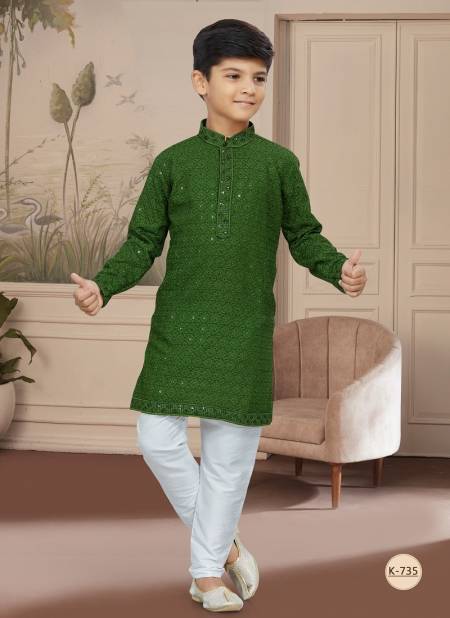 Mehendi Colour Kids Vol 4 Boys Wear Kurta Pajama And Indo Western Catalog K 735