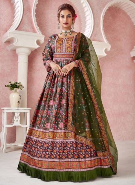 Mehendi Colour Kimaya Function Wear Wholesale Gown Catalog 22002