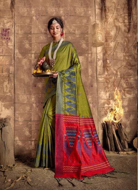 Mehendi Colour Mayur By Fashion Lab Silk Saree Catalog 103