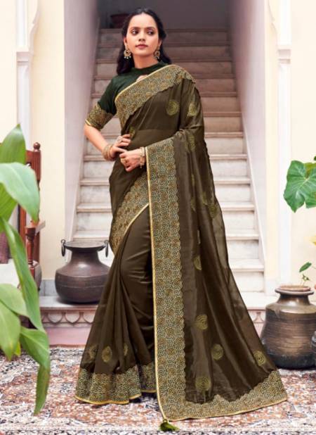 Mehendi Colour Meera Festive Wear Wholesale Designer Sarees 1603
