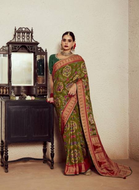 Mehendi Colour Meera Vol 14 By Kimora Wedding Wear Sarees Wholesale Shop In Surat P 17023