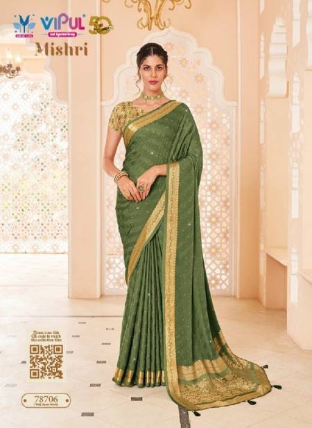 Mehendi Colour Mishri By Vipul Weaving Sarees Wholesale Clothing Distributors In India 78706