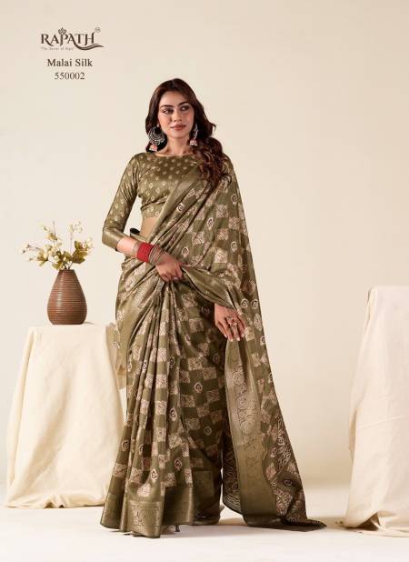 Mehendi Colour Mul Mul By Rajpath Foil Printed Soft Dola Silk Designer Saree Suppliers In India 550002