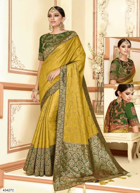 Mehendi Colour Norita Vol 2 By Mahotsav Wedding Wear Designer Saree Wholesalers In Delhi 43427-C