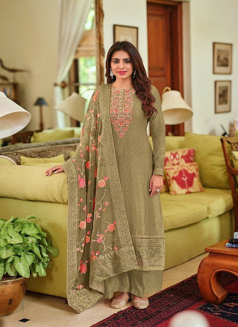 Mehendi Colour Nyra Vol 3 By Eba Lifestyle Designer Salwar Suits Catalog 1372