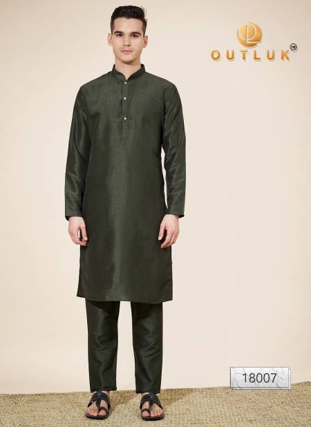 Mehendi Colour Outluk Wedding Collection Vol 18 Pure Silk Mens Kurta Pajama Suppliers In India 18007