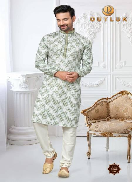 Mehendi Colour Outluk Wedding Collection Vol 3 Mens Wear Kurta Pajama Catalog 3006