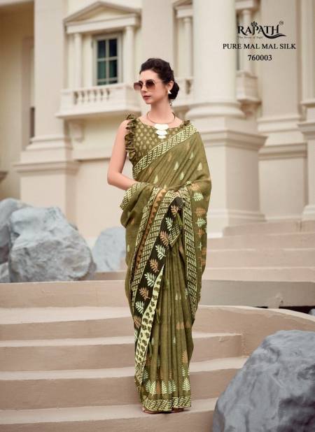 Mehendi Colour Resham By Rajpath Mal Mal Silk Daily Wear Saree Wholesalers In Delhi 760003