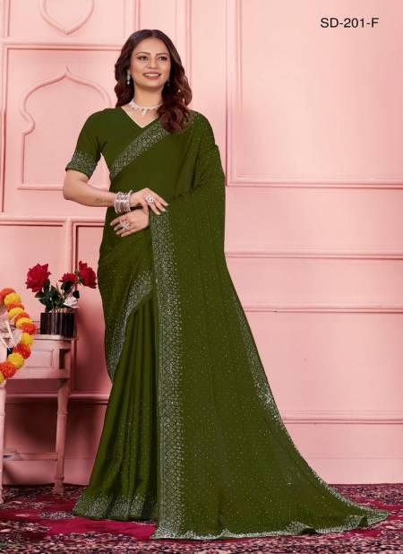 Mehendi Colour SD 201 A To H By Suma Designer Rangoli Occasion Wear Saree Exporters In India SD-201F