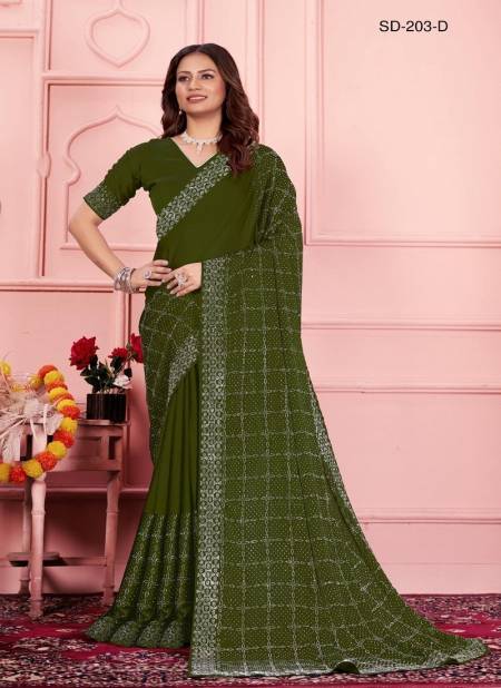 Mehendi Colour SD 203 A To D By Suma Designer Black Rangoli Saree Orders In India SD-203-D
