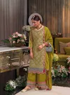 Mehendi Colour Saira By Eba Chinon Embroidery Salwar Kameez Suppliers In India 1697