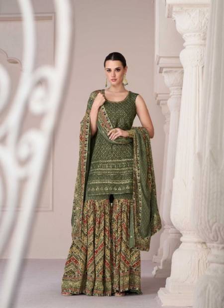 Mehendi Colour Sharara By Sayuri 5273 To 5274 Bulk Sharara Suit orders in India 5273 Catalog